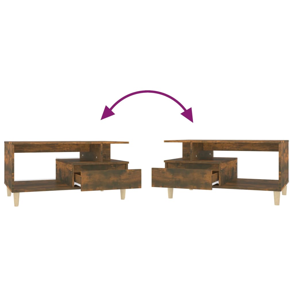 Tavolino da Salotto Rovere Fumo 90x49x45 cm Legno Multistrato | homemem39
