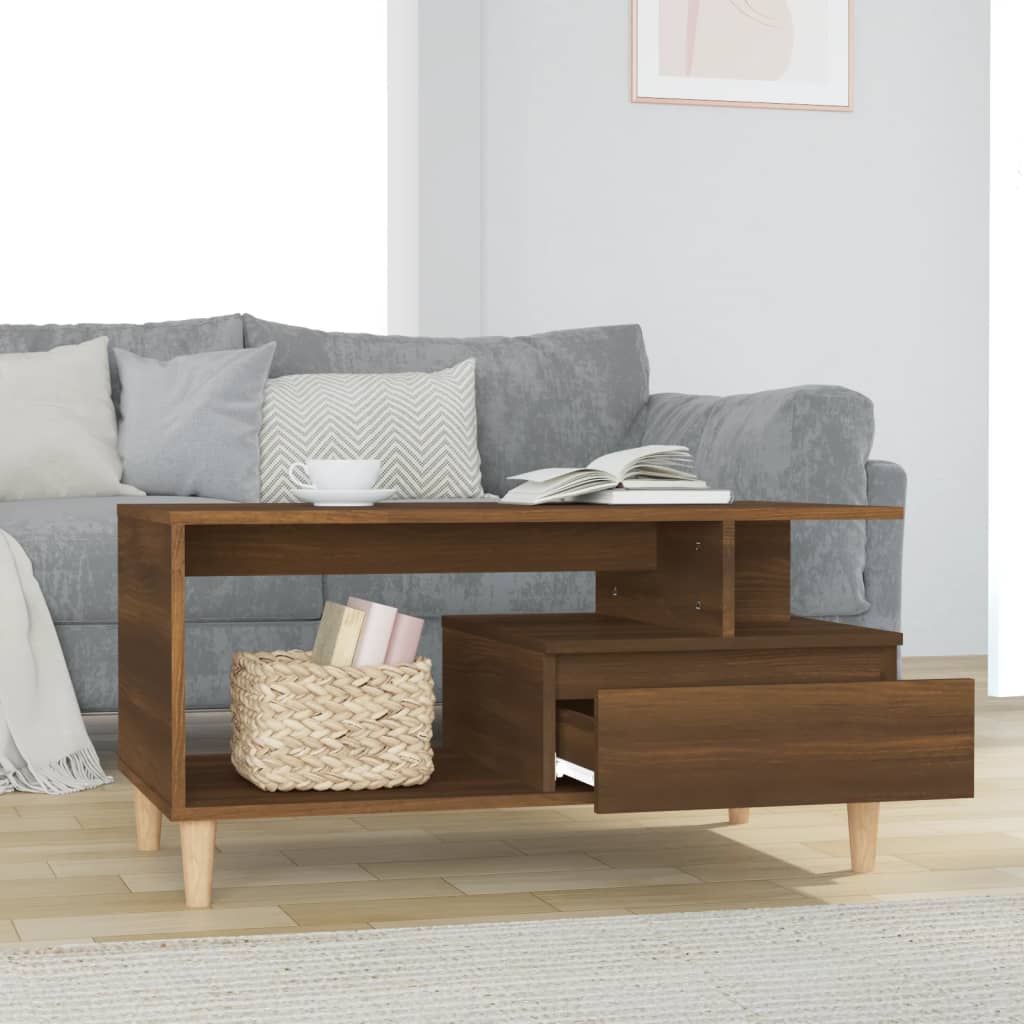 Tavolino Salotto Rovere Marrone 90x49x45 cm Legno Multistrato | homemem39