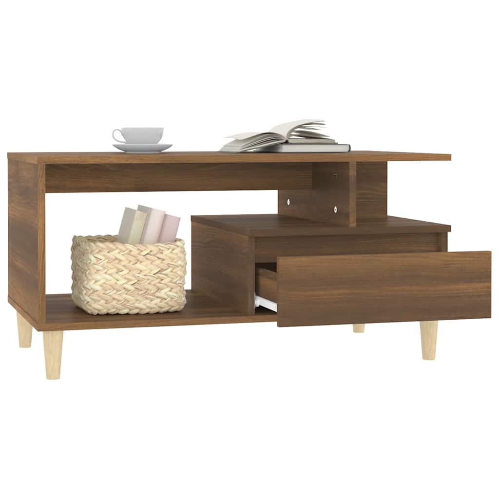 Tavolino Salotto Rovere Marrone 90x49x45 cm Legno Multistrato
