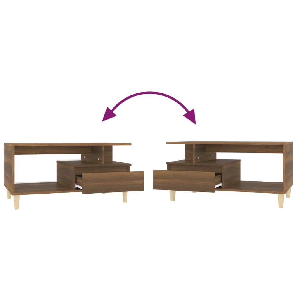 Tavolino Salotto Rovere Marrone 90x49x45 cm Legno Multistrato | homemem39