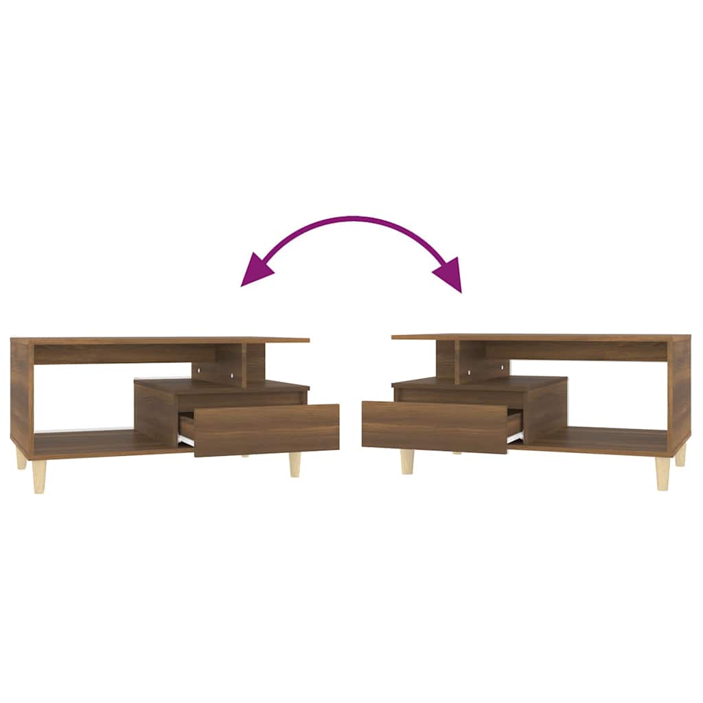 Tavolino Salotto Rovere Marrone 90x49x45 cm Legno Multistrato