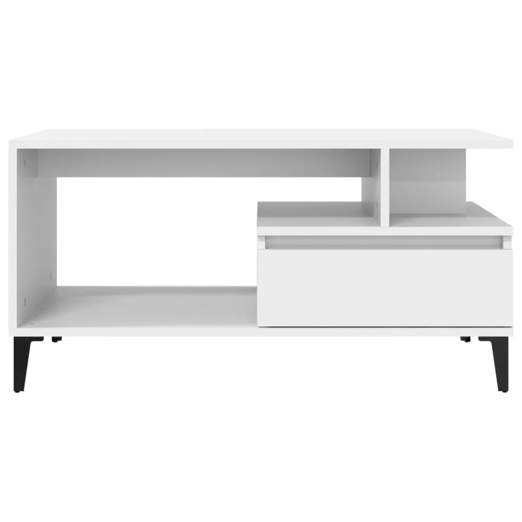 Tavolino da Salotto Bianco 90x49x45 cm in Legno Multistrato | homemem39