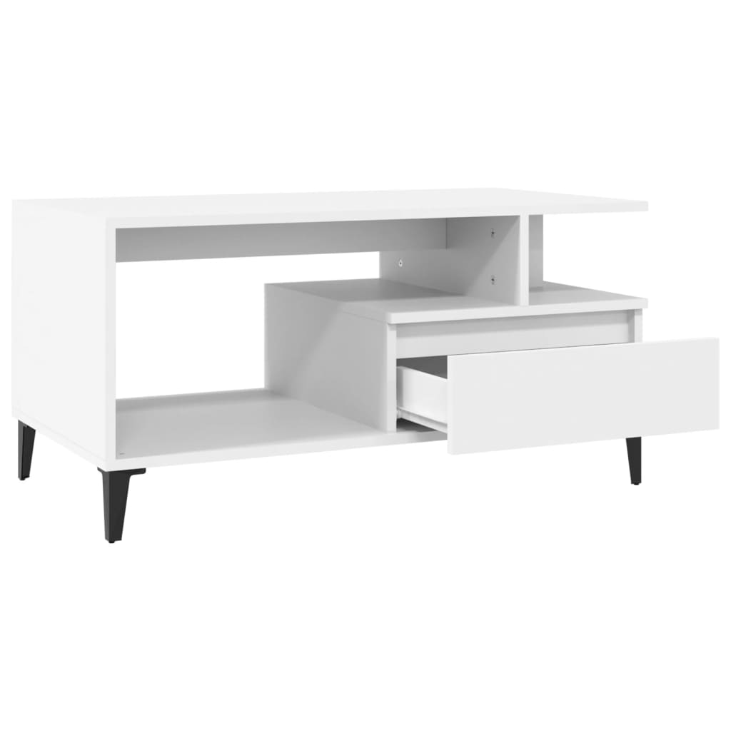 Tavolino da Salotto Bianco 90x49x45 cm in Legno Multistrato | homemem39