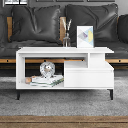 Tavolino da Salotto Bianco 90x49x45 cm in Legno Multistrato | homemem39