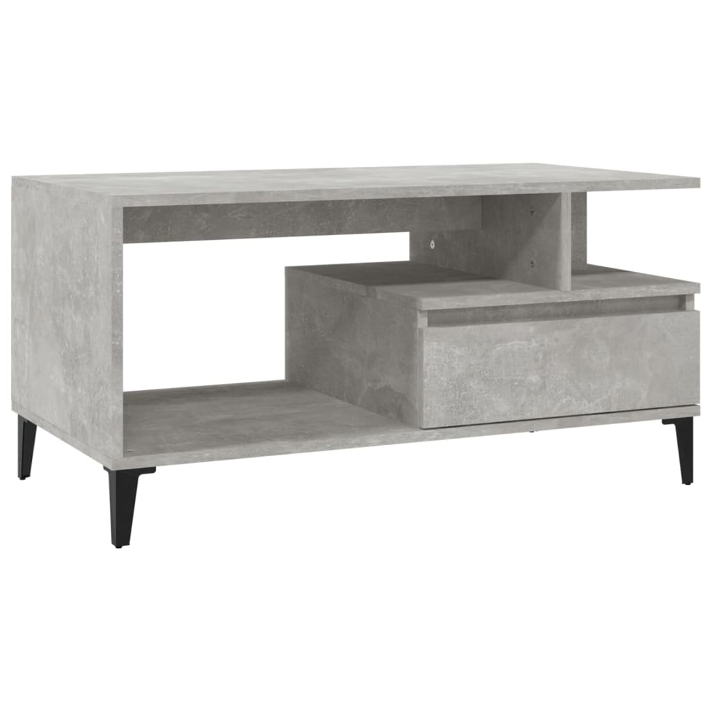 Tavolino Salotto Grigio Cemento 90x49x45 cm Legno Multistrato | homemem39