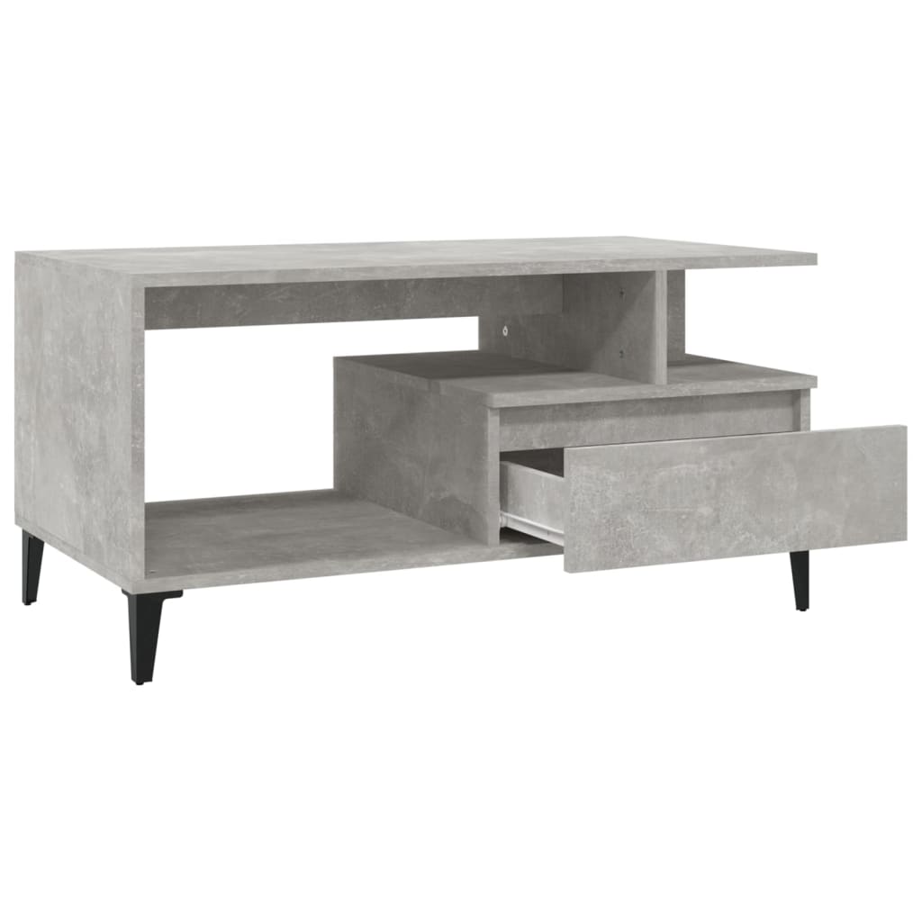 Tavolino Salotto Grigio Cemento 90x49x45 cm Legno Multistrato | homemem39