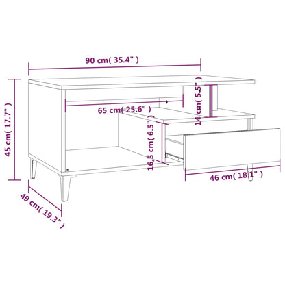 Tavolino Salotto Grigio Cemento 90x49x45 cm Legno Multistrato | homemem39