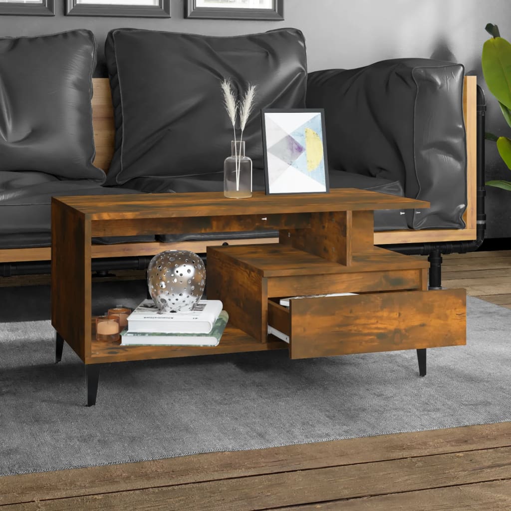 Tavolino da Salotto Rovere Fumo 90x49x45 cm Legno Multistrato | homemem39