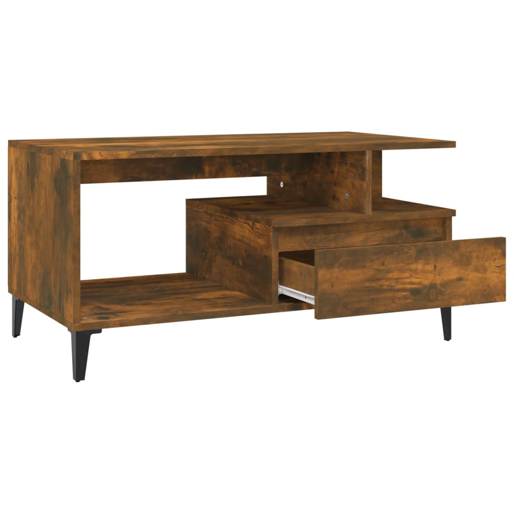Tavolino da Salotto Rovere Fumo 90x49x45 cm Legno Multistrato | homemem39