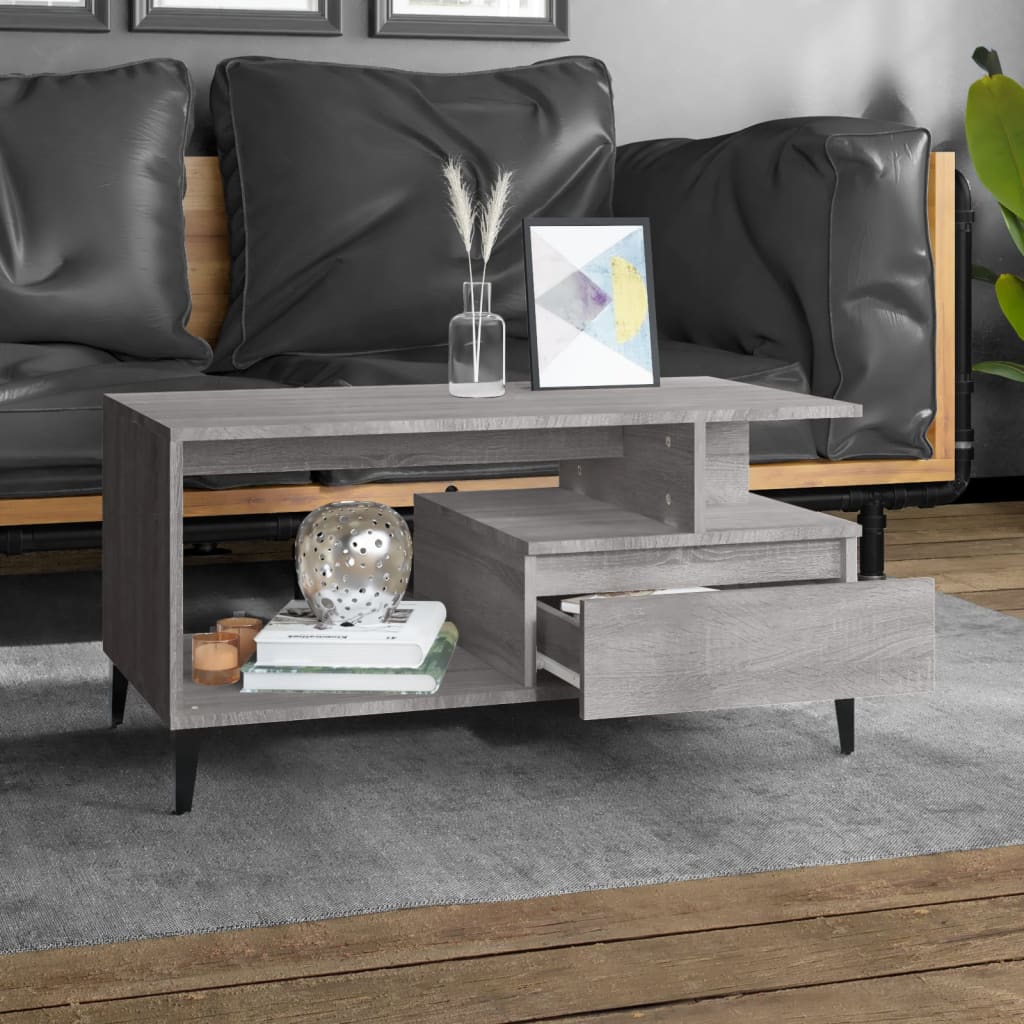 Tavolino da Salotto Grigio Sonoma 90x49x45 cm Legno Multistrato | homemem39
