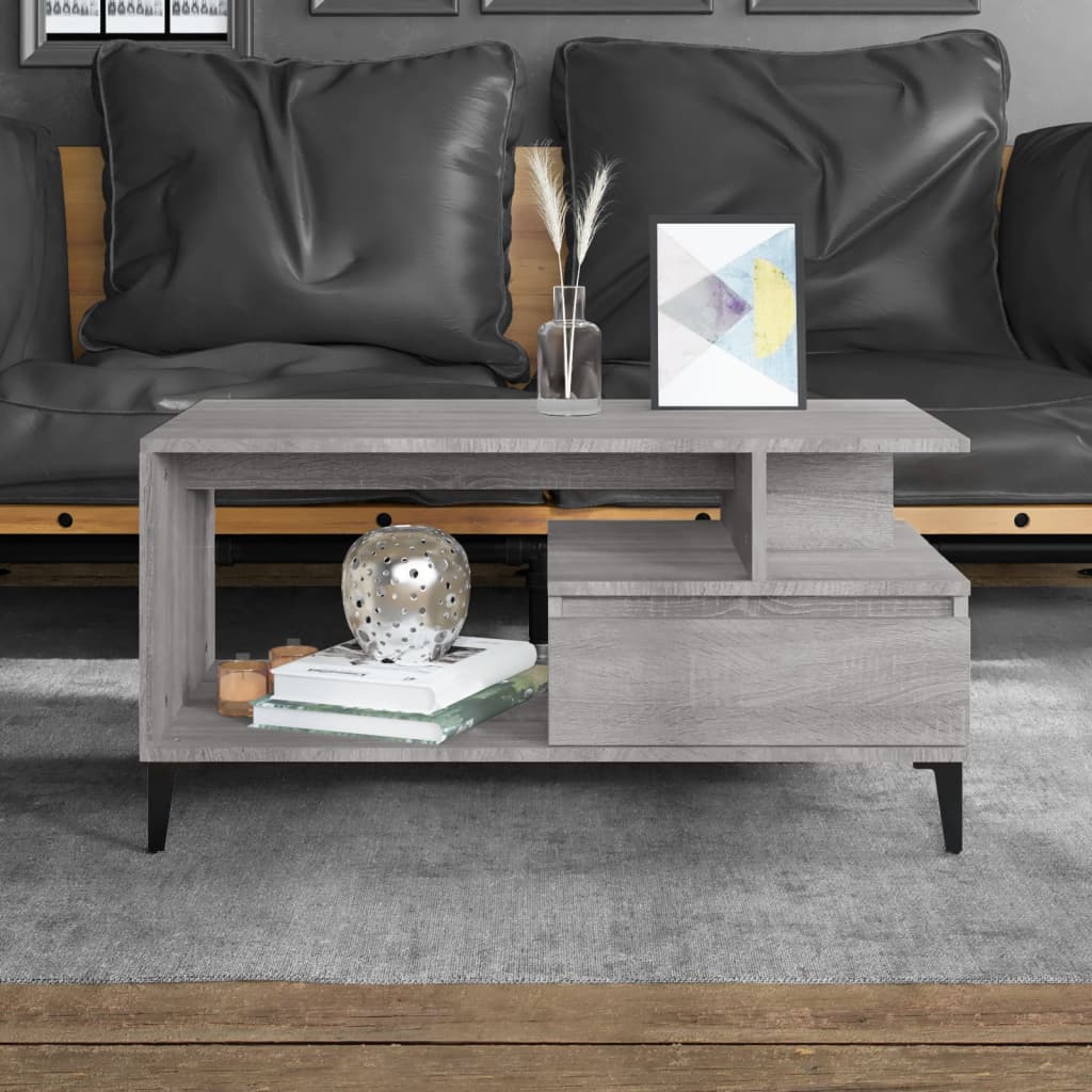 Tavolino da Salotto Grigio Sonoma 90x49x45 cm Legno Multistrato | homemem39
