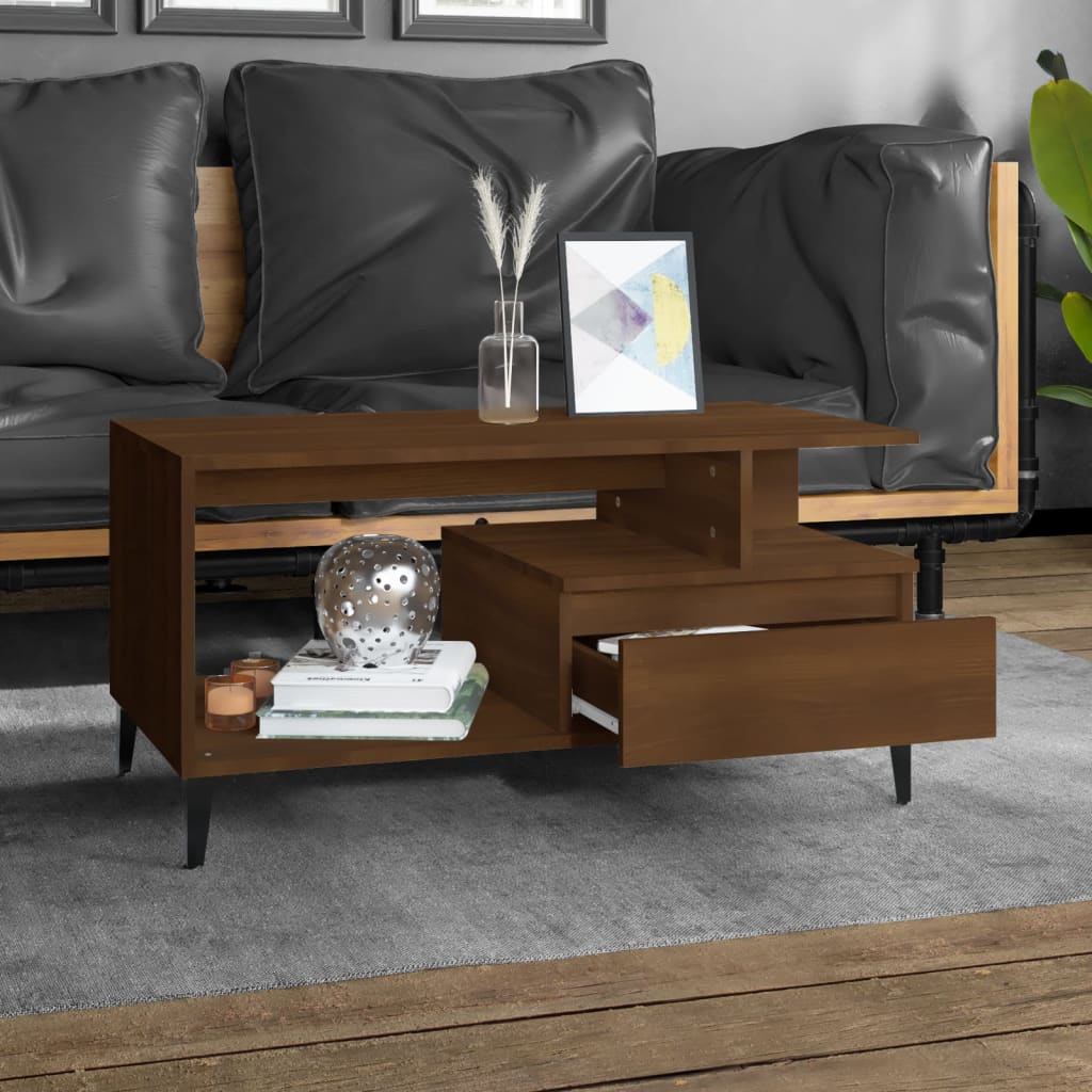 Tavolino Salotto Rovere Marrone 90x49x45 cm Legno Multistrato | homemem39