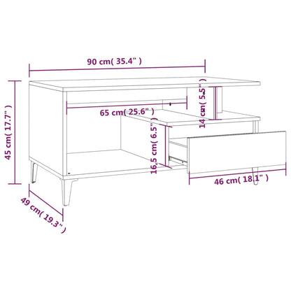 Tavolino Salotto Rovere Marrone 90x49x45 cm Legno Multistrato | homemem39