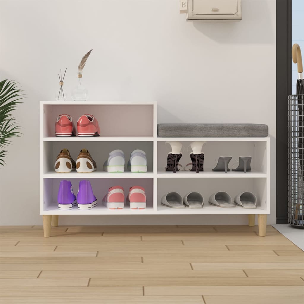 Scarpiera Bianca 102x36x60 cm in Legno Multistrato - homemem39
