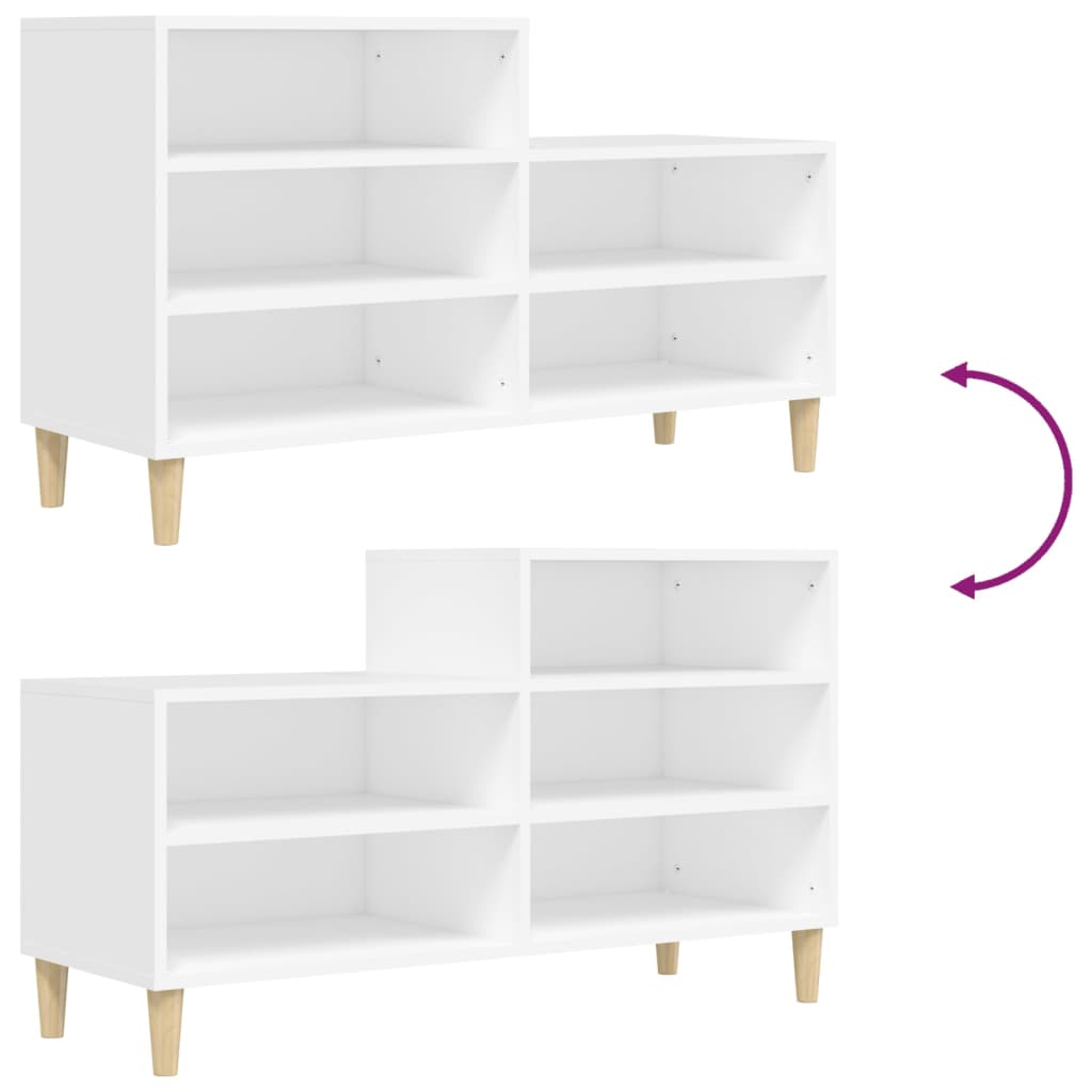 Scarpiera Bianca 102x36x60 cm in Legno Multistrato - homemem39