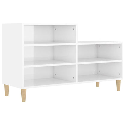 Scarpiera Bianco Lucido 102x36x60 cm in Legno Multistrato - homemem39
