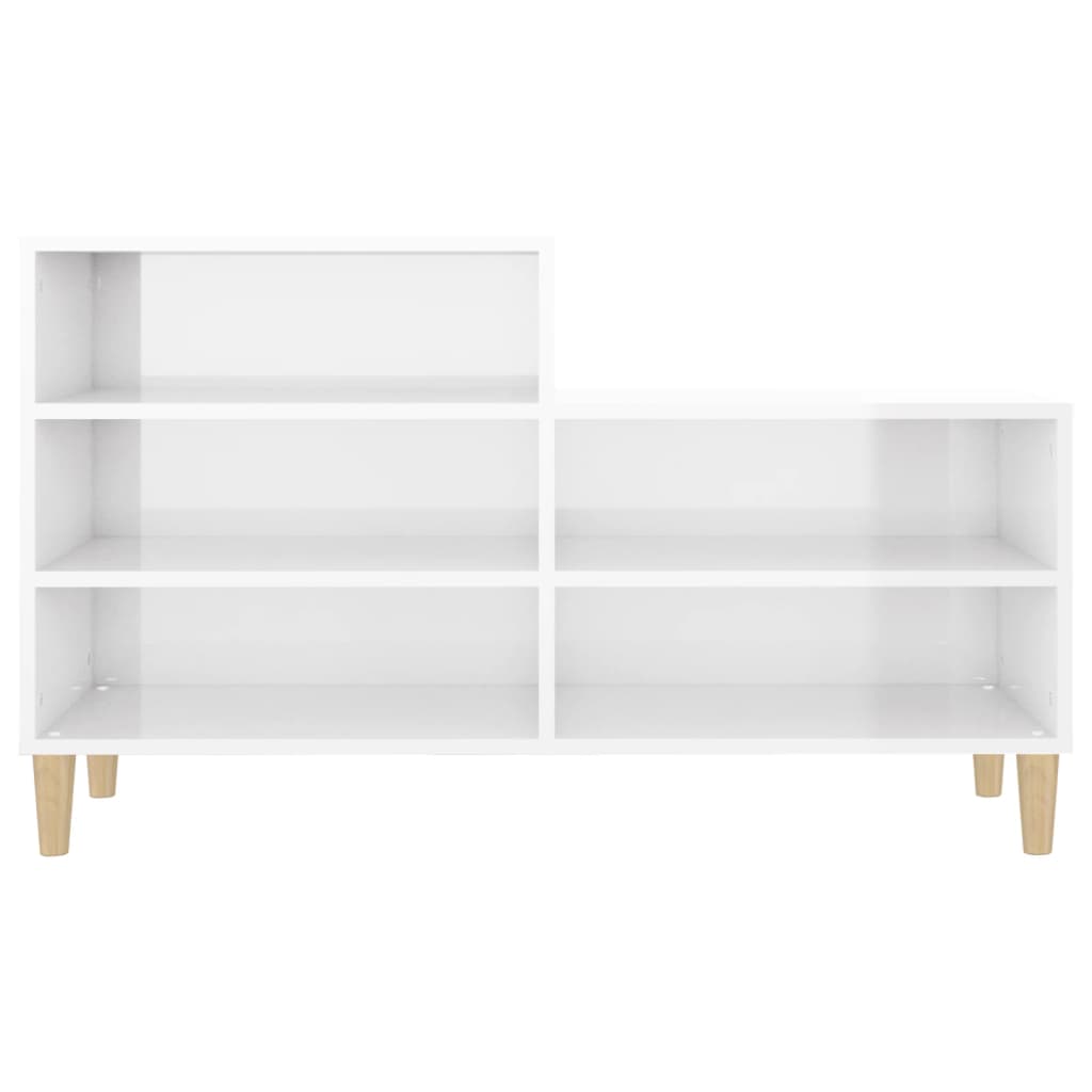 Scarpiera Bianco Lucido 102x36x60 cm in Legno Multistrato - homemem39