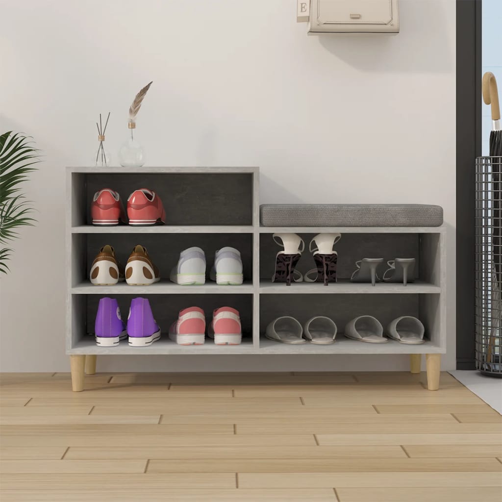 Scarpiera Grigio Cemento 102x36x60 cm in Legno Multistrato - homemem39