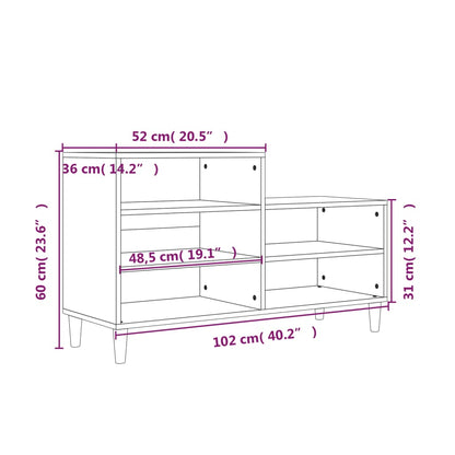 Scarpiera Grigio Cemento 102x36x60 cm in Legno Multistrato - homemem39