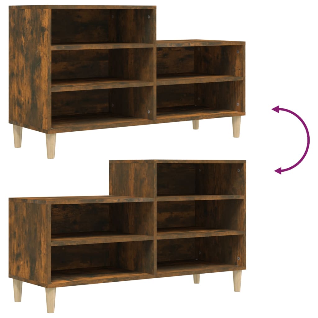 Scarpiera Rovere Fumo 102x36x60 cm in Legno Multistrato - homemem39