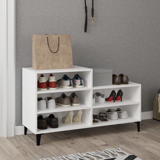 Scarpiera Bianca 102x36x60 cm in Legno Multistrato - homemem39