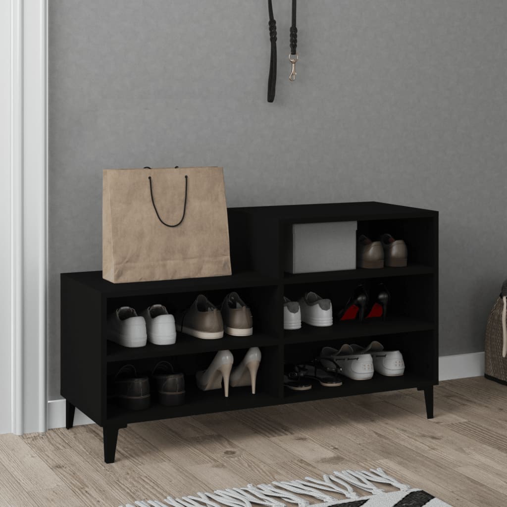 Scarpiera Nera 102x36x60 cm in Legno Multistrato - homemem39