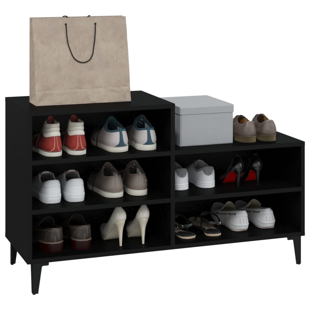 Scarpiera Nera 102x36x60 cm in Legno Multistrato - homemem39