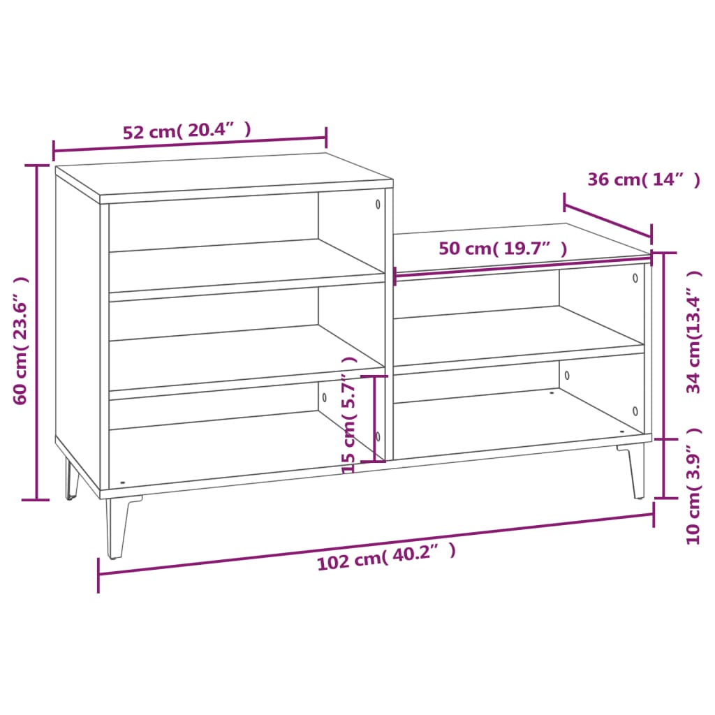 Scarpiera Nera 102x36x60 cm in Legno Multistrato - homemem39