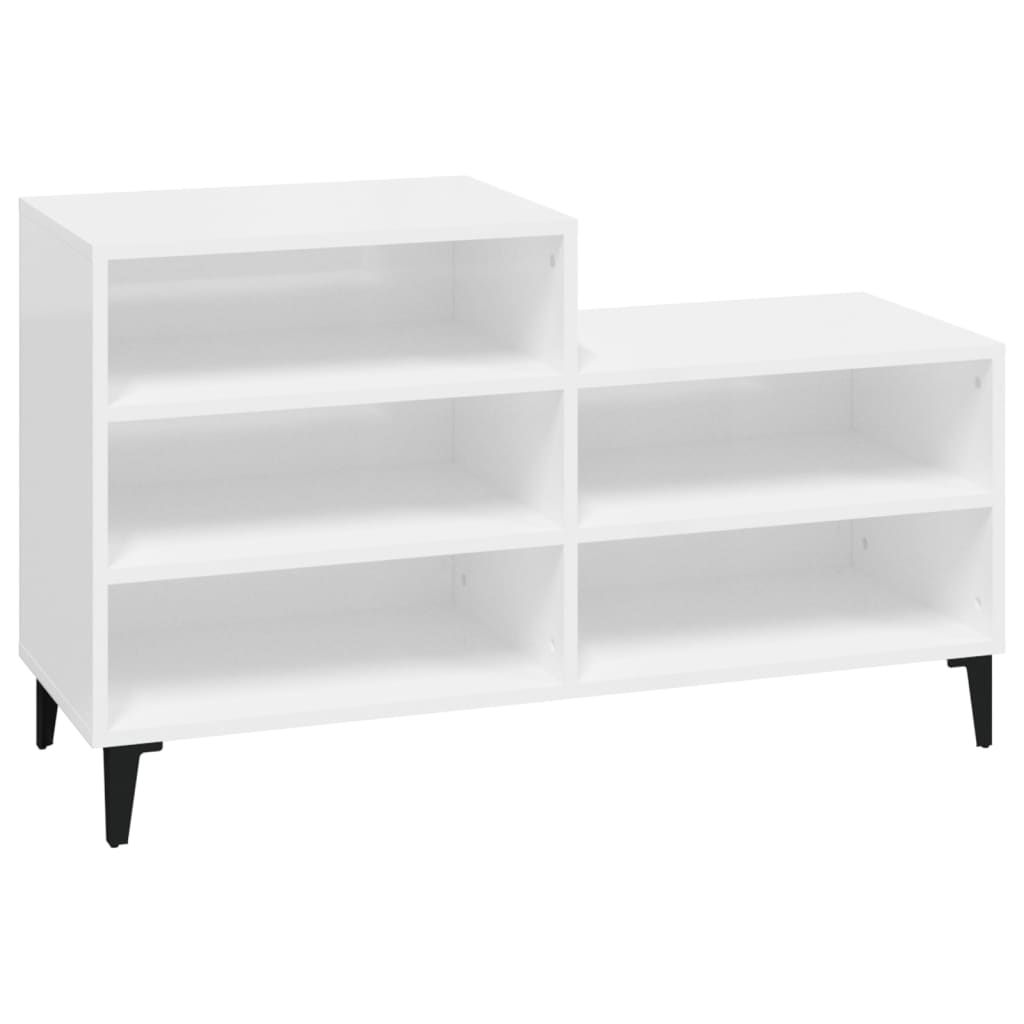 Scarpiera Bianco Lucido 102x36x60 cm in Legno Multistrato - homemem39