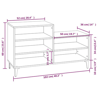 Scarpiera Rovere Sonoma 102x36x60 cm in Legno Multistrato - homemem39