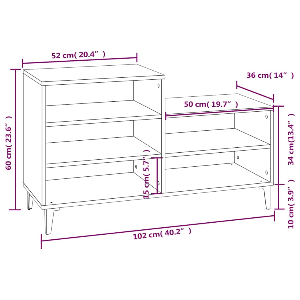 Scarpiera 102x36x60 cm in legno multistrato