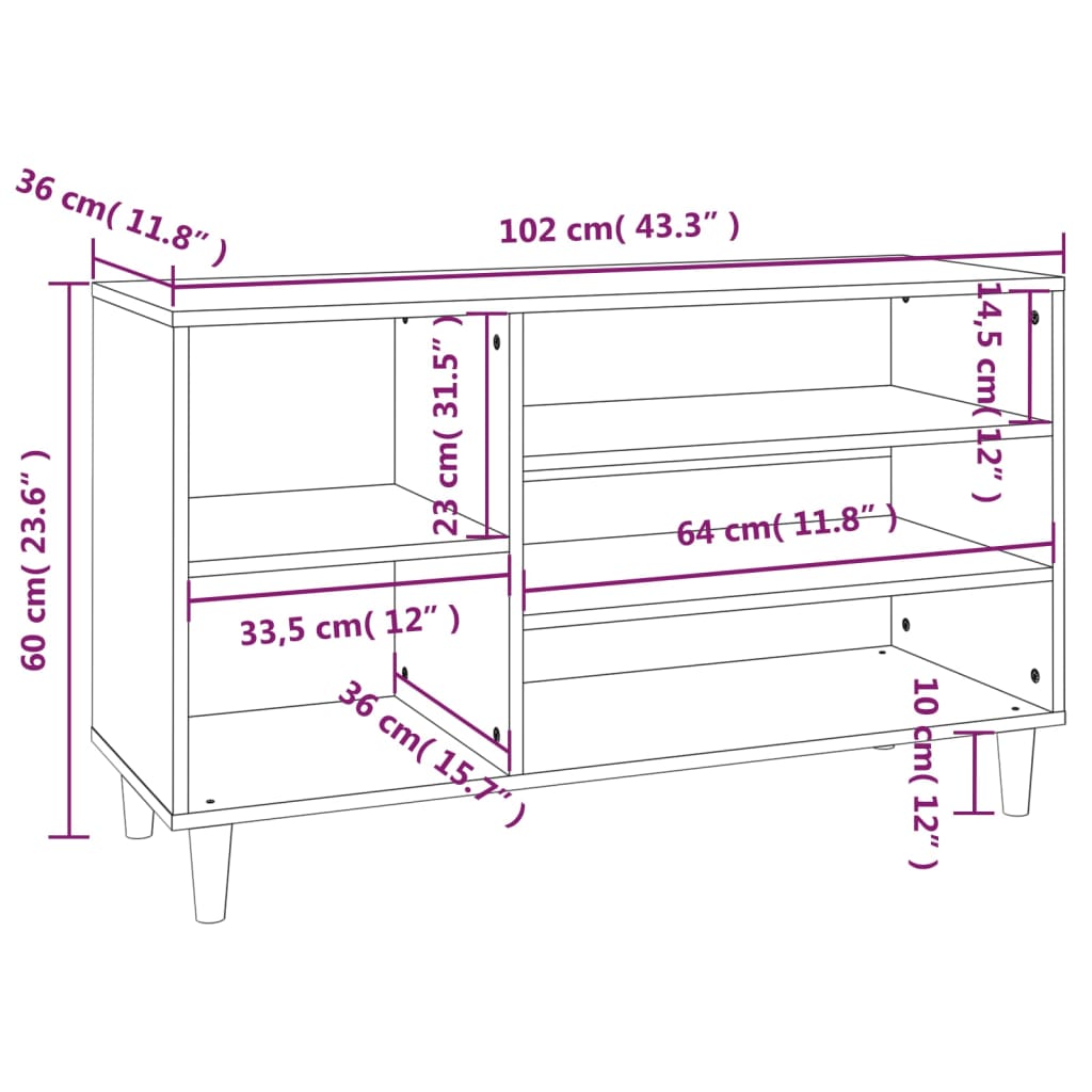Scarpiera Bianco Lucido 102x36x60 cm in Legno Multistrato - homemem39