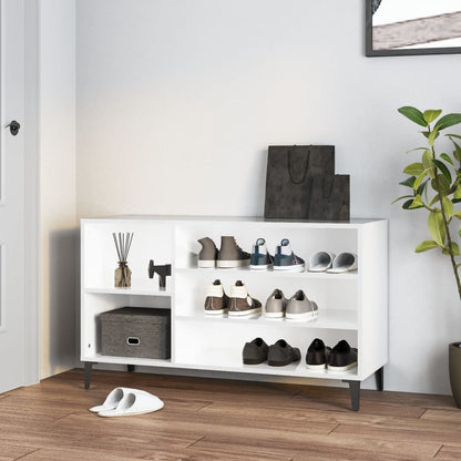 Scarpiera Bianco Lucido 102x36x60 cm in Legno Multistrato - homemem39