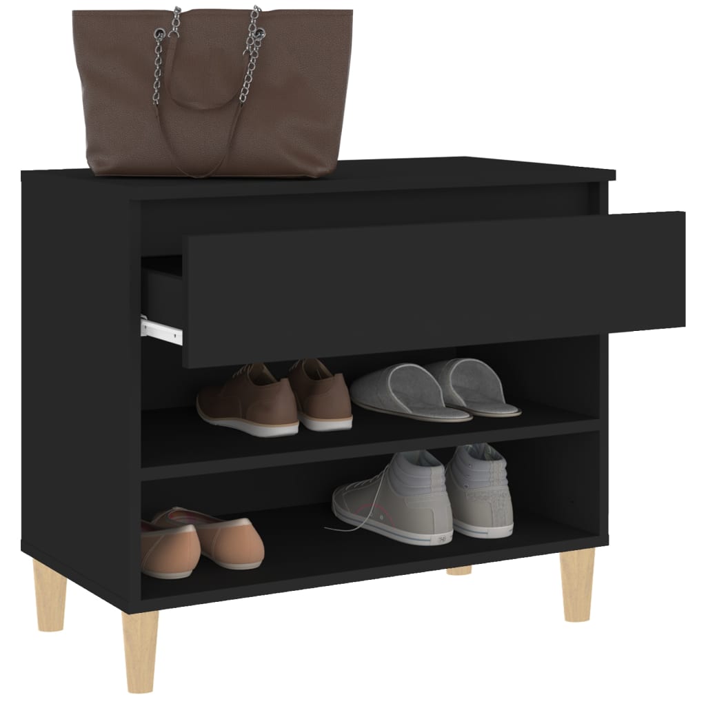 Scarpiera Nera 70x36x60 cm in Legno Multistrato - homemem39