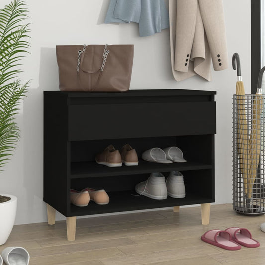 Scarpiera Nera 70x36x60 cm in Legno Multistrato - homemem39