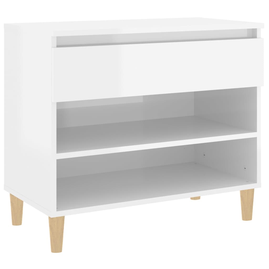 Scarpiera Bianco Lucido 70x36x60 cm in Legno Multistrato - homemem39
