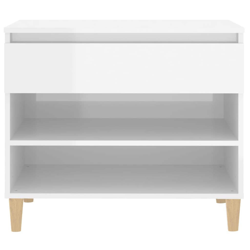 Scarpiera Bianco Lucido 70x36x60 cm in Legno Multistrato - homemem39