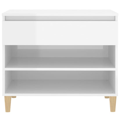 Scarpiera Bianco Lucido 70x36x60 cm in Legno Multistrato - homemem39