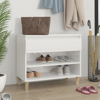 Scarpiera Bianco Lucido 70x36x60 cm in Legno Multistrato - homemem39