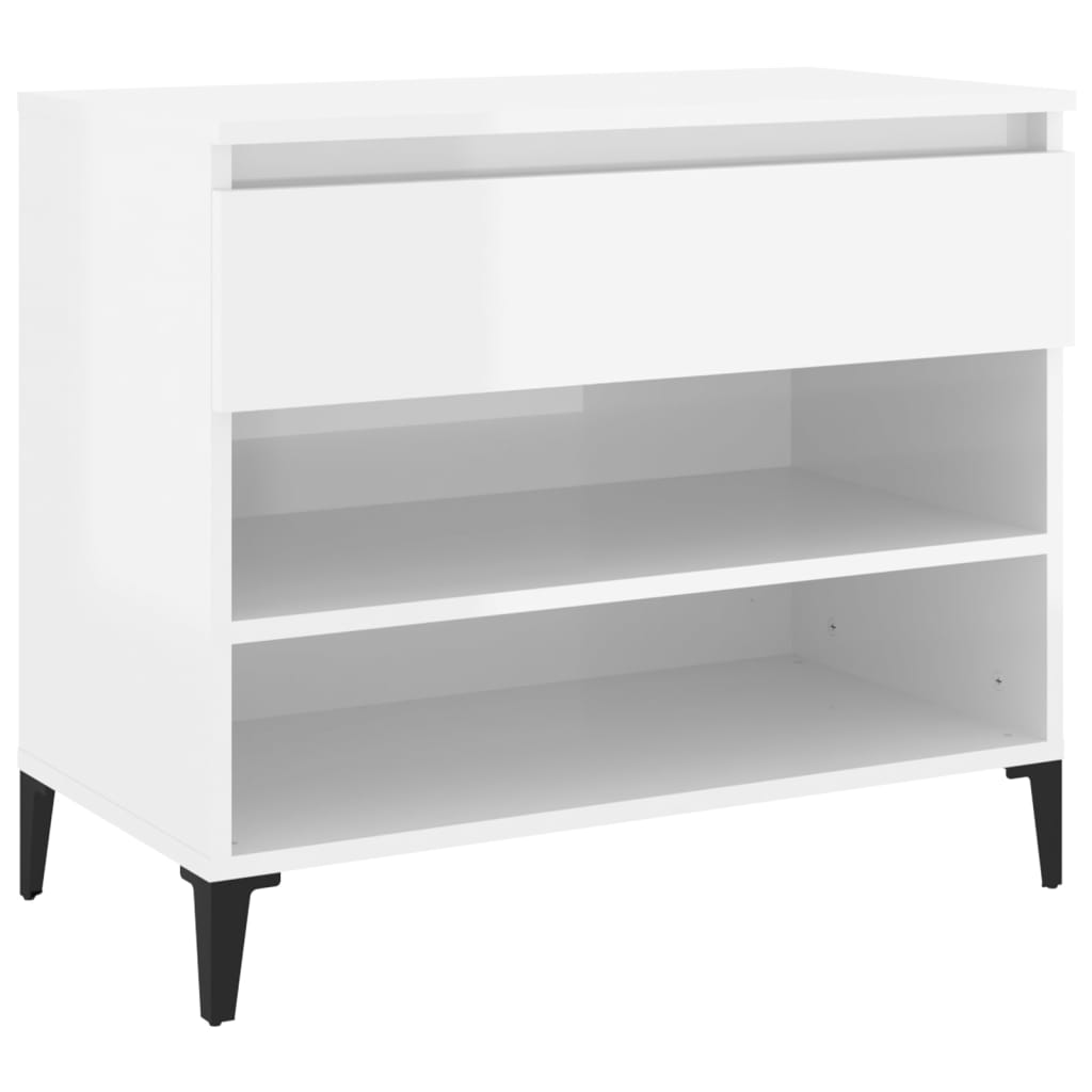 Scarpiera Bianco Lucido 70x36x60 cm in Legno Multistrato - homemem39