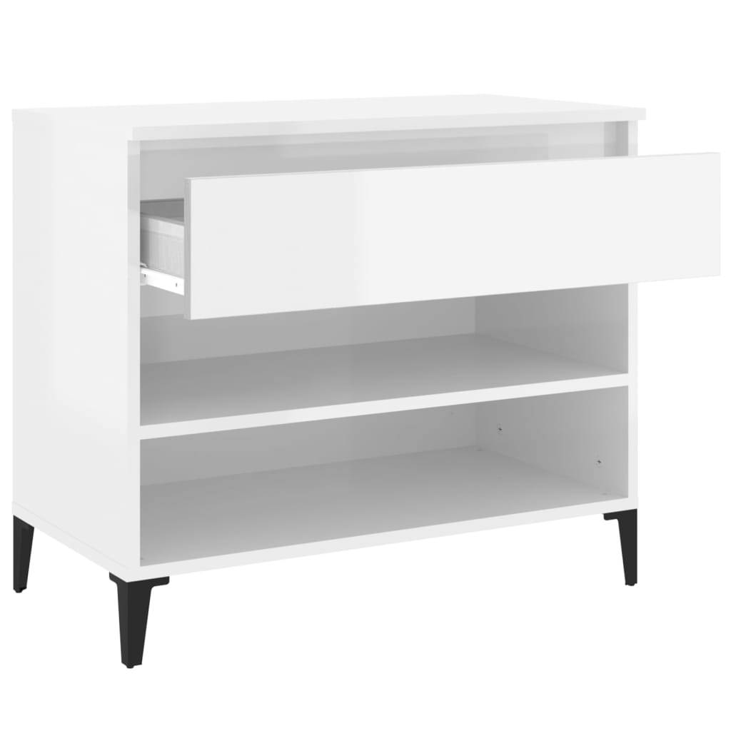 Scarpiera Bianco Lucido 70x36x60 cm in Legno Multistrato - homemem39