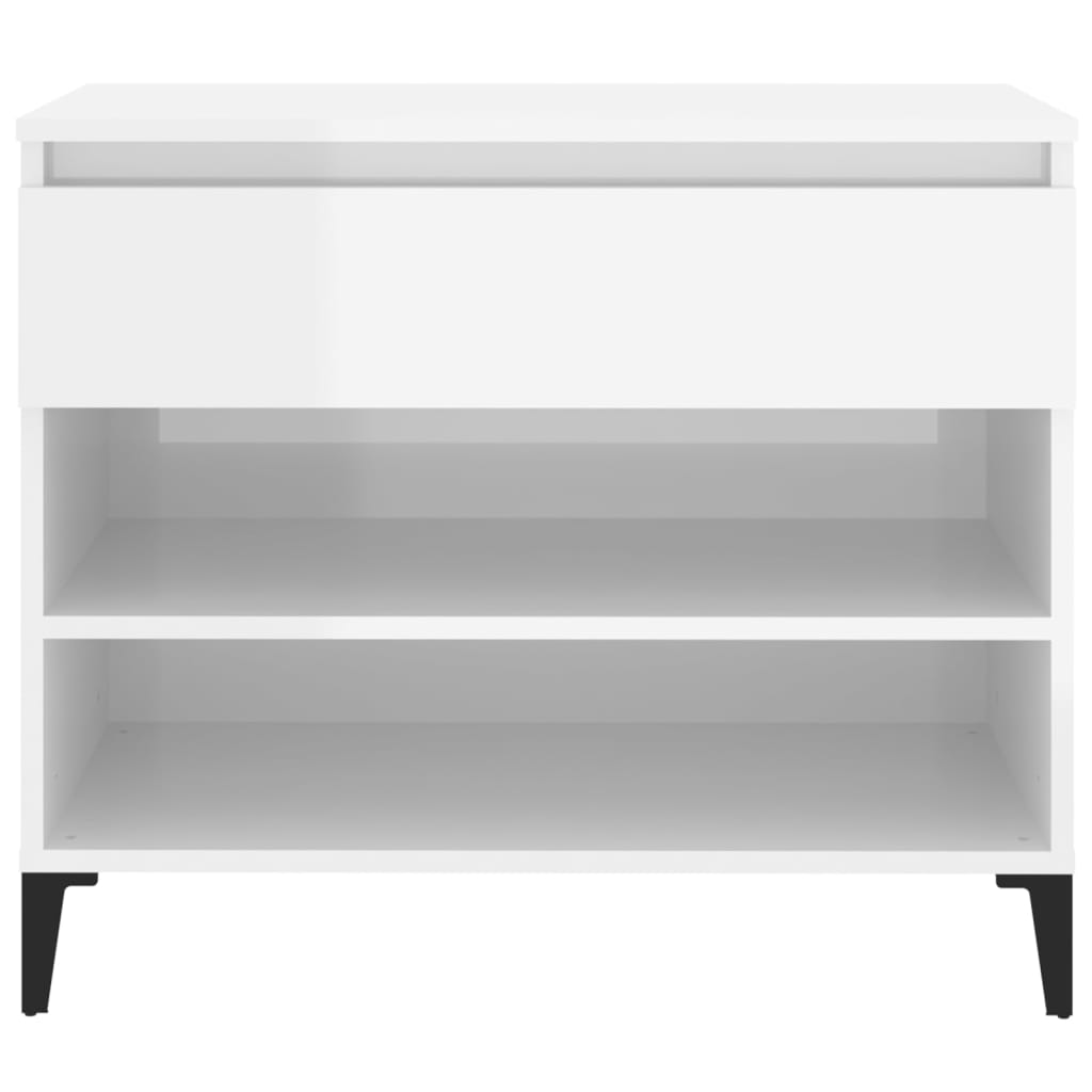 Scarpiera Bianco Lucido 70x36x60 cm in Legno Multistrato - homemem39