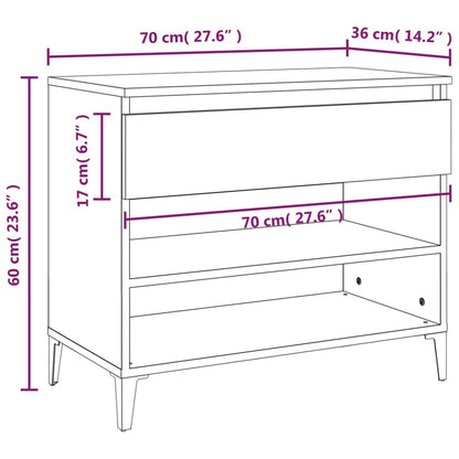 Scarpiera Bianco Lucido 70x36x60 cm in Legno Multistrato - homemem39