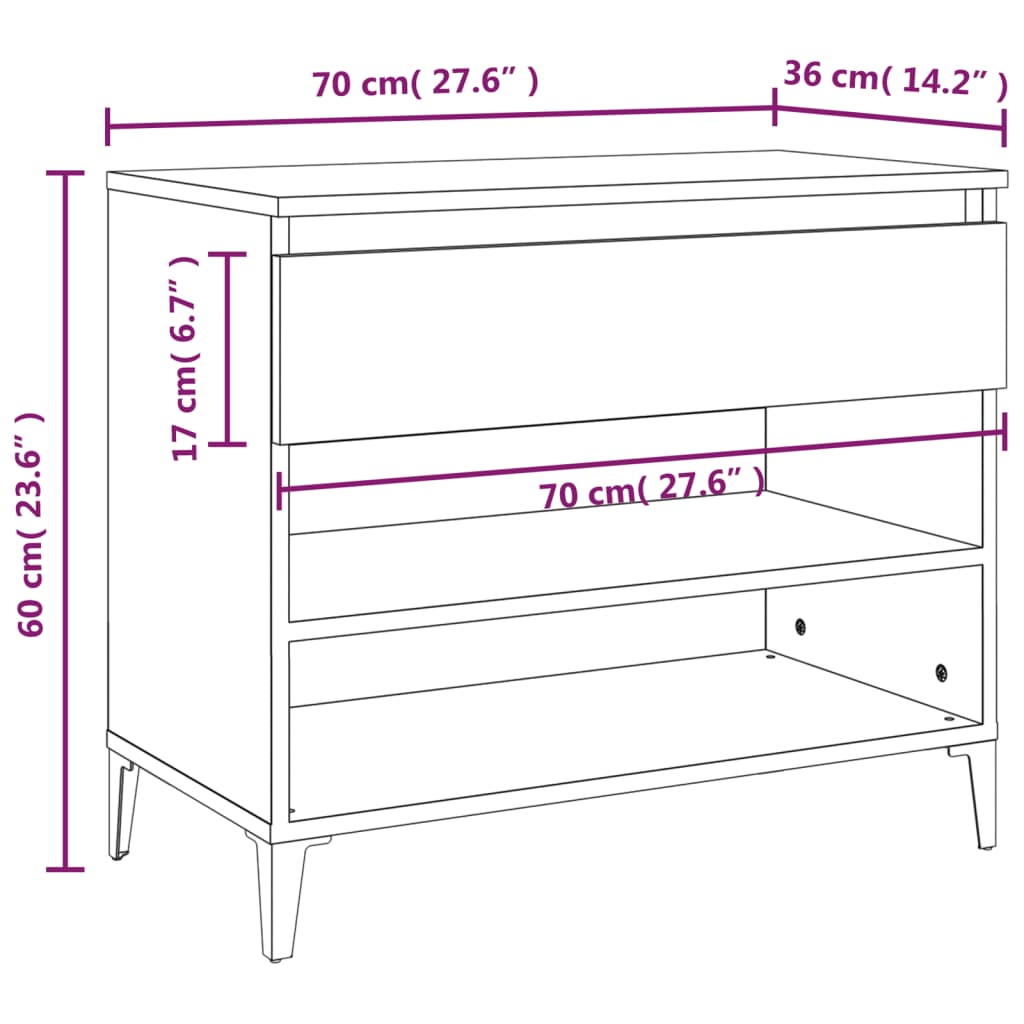 Scarpiera Grigio Cemento 70x36x60 cm in Legno Multistrato - homemem39