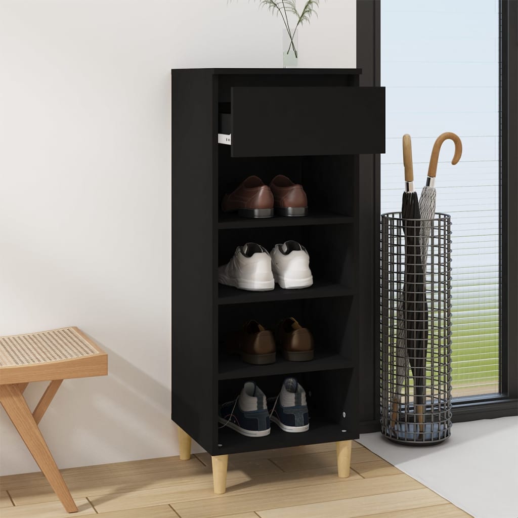 Scarpiera Nera 40x36x105 cm in Legno Multistrato - homemem39
