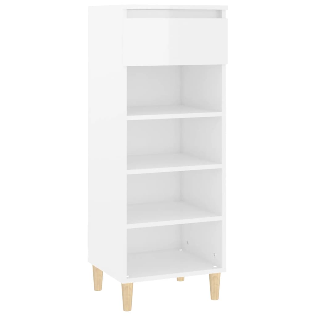 Scarpiera Bianco Lucido 40x36x105 cm in Legno Multistrato - homemem39