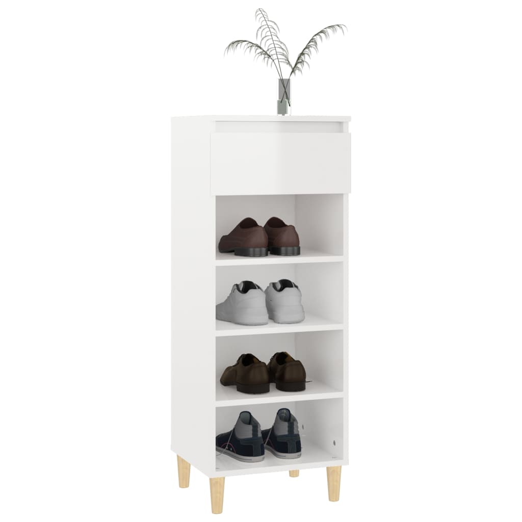 Scarpiera Bianco Lucido 40x36x105 cm in Legno Multistrato - homemem39