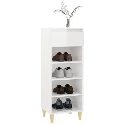 Scarpiera Bianco Lucido 40x36x105 cm in Legno Multistrato - homemem39