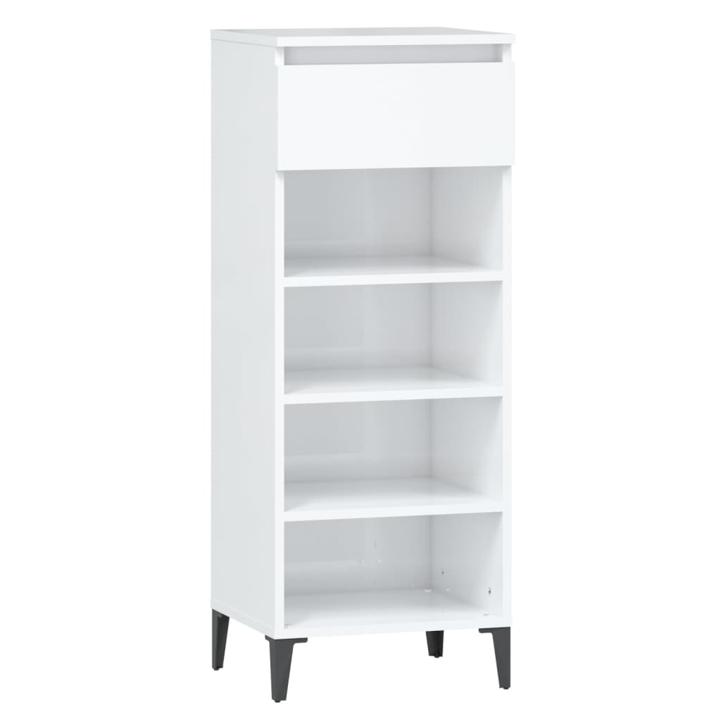 Scarpiera Bianco Lucido 40x36x105 cm in Legno Multistrato - homemem39