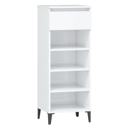 Scarpiera Bianco Lucido 40x36x105 cm in Legno Multistrato - homemem39